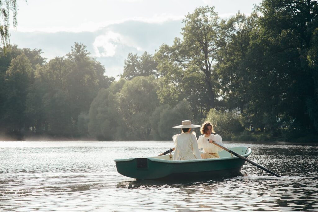 Friends Riding a Boat